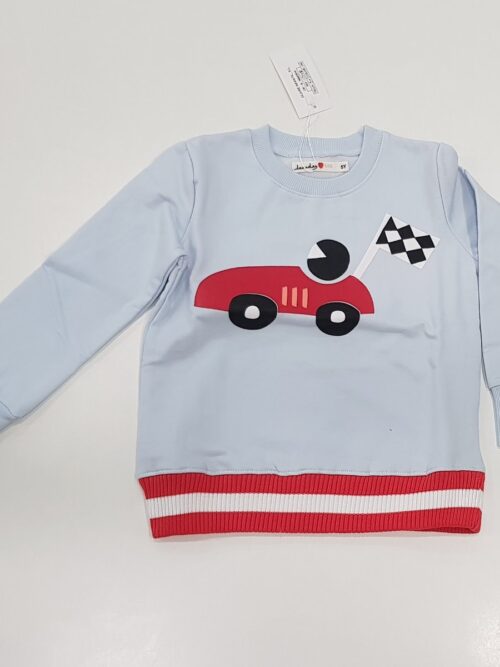 Polar albastru cu model cu masini